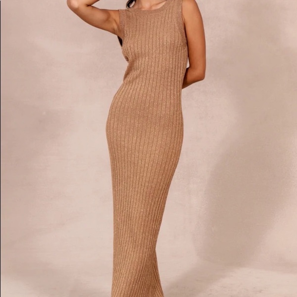 POSSE Carrie Backless Midi Dress (XS, Tawny) - Like New!